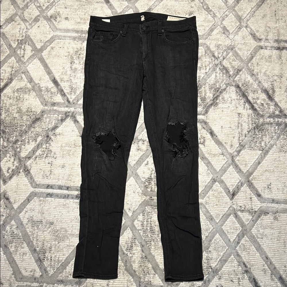 rag & bone Black Distressed Skinny Jeans